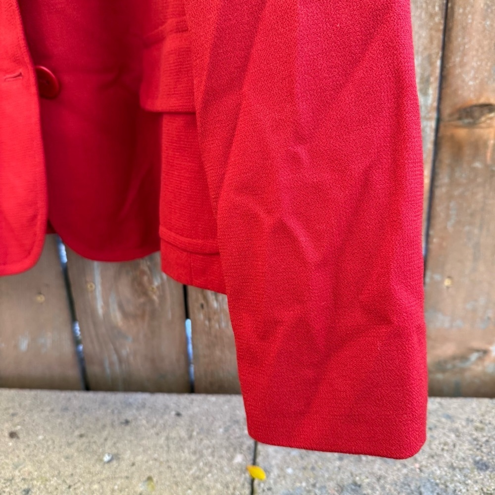 TALBOTS Women's Red Lined Wool Blazer Jacket Coat Buttons Size 14 - Picture 8 of 15